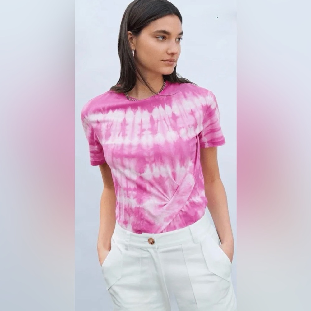 Derek Lam 10 Crosby Pink & White Tie-Dye  Tee Shirt Uniquely Designed!! Sz S